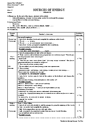 Giáo án Tiếng Anh Lớp 11 - Unit 11 Sources of energy - Nguyễn Văn Tạo